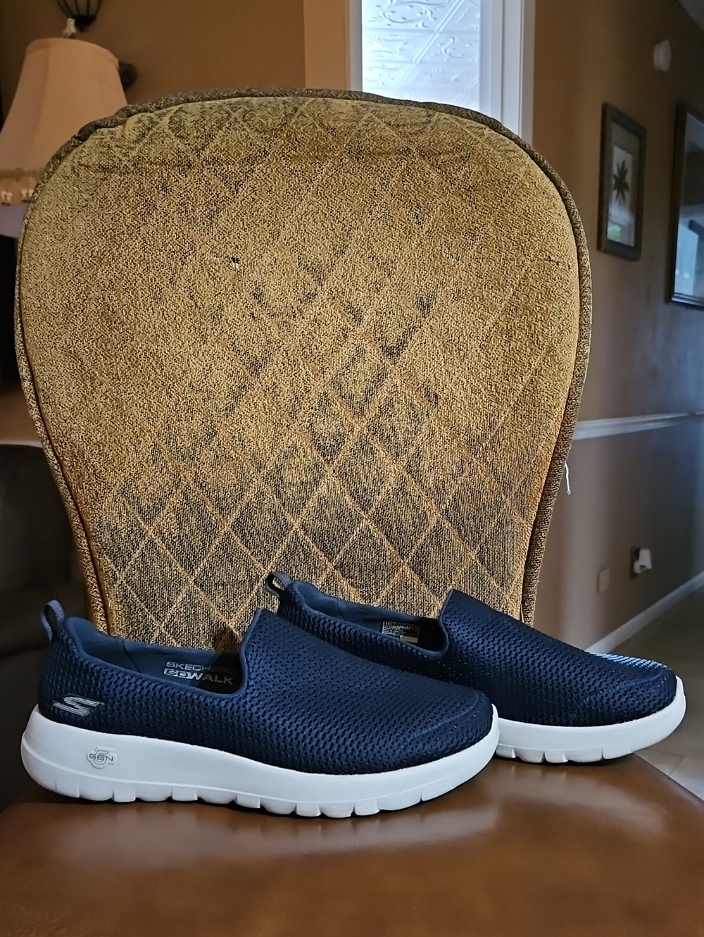 Skechers Go Walk Joy Slip On Sneakers Walking Shoes Wide Fit Navy Blue White